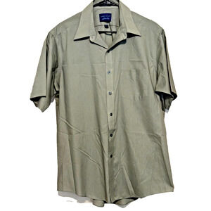 TOWNCRAFT Wrinkle Free Short Sleeve Green Shirt Mens 161/2 Button Down 1 Pocket